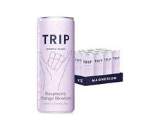 TRIP Raspberry Blossom Sparkling Drink with 120MG calming Magnesium Citrate + Lion’s Mane + Chamomile + Lemon Balm. Low Calorie, No Added Sugar and Vegan (Pack of 12 x 250ml)