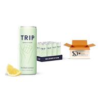 TRIP Sicilian Lemon Sparkling Drink 250ml (Pack of 12) - 120mg Calming Magnesium Citrate with Lion’s Mane, Chamomile & Lemon Balm - Low Calorie, No Added Sugar Vegan Relax Drink