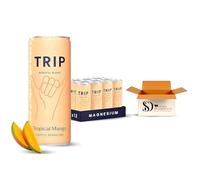 TRIP Tropical Mango Sparkling Drink 250ml (Pack of 12) - 120mg Calming Magnesium Citrate with Lion’s Mane, Chamomile & Lemon Balm - Low Calorie, No Added Sugar Vegan Relax Drink
