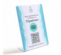 TripAdvisor Business Review Sign with QR Code, NFC Tap Feature, Acrylic, 110x150mm, Modern Design for Hotels, Restaurants