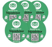 TripAdvisor NFC Review Sticker - 5 Pack Smart Contactless Sticker for Instant Customer Reviews | 5 pcs Boost Ratings with a Simple Tap | Waterproof & Durable | for Restaurants,