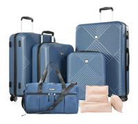 Tripcomp Luggage 4 Piece Set, Hardshell ABS Suitcase Set with Double Spinner Wheels, Lightweight Durable Large Luggage set, Carry On and Checked Travel Luggage, Blue-9, 9 Piece Set(16/20/24/28