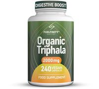Triphala Powder Organic Capsules - 2000 mg - 240 Capsules - Pure Whole Fruit Triphala Organic Capsule - Natural Constipation Relief & Digestion Support - FuelFinity® - Clean Ayurvedic Detox Vegan