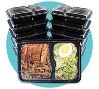 Triplast 5 x Meal Prep Containers (2 Compartment, 32oz) - Microwave, Freezer & Dishwasher Safe - BPA Free, Reusable, Leakproof & Stackable Food Storage Bento Lunch Boxes for Home, Office & School Use