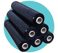 Triplast Pallet Stretch Shrink Wrap Roll (400mm x 250m) - Pick Qty & Colour - Heavy Duty Pallet Wrap, Industrial Stretch Wrap, Packaging Cling Film, Strong Plastic Wrap, Luggage Wrap (Black, 6 Rolls)