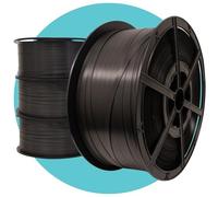 Triplast Polypropylene Hand Strapping Coil (12mm x 1000m, 310kg Break Strain) - Heavy Duty Black Pallet Strapping with Plastic Reel for Securing Heavy Loads, Export & Industrial Packaging (Pack of 4)