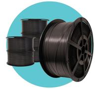 Triplast Polypropylene Hand Strapping Coil (12mm x 2000m, 145kg Break Strain) - Standard Black Strapping Roll with Plastic Reel for Palletising Light Loads & Bundling Parcels for Shipping (Pack of 6)