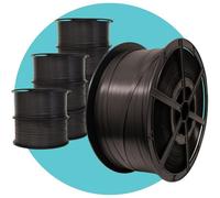 Triplast Polypropylene Hand Strapping Coil (12mm x 2000m, 145kg Break Strain) - Standard Black Strapping Roll with Plastic Reel for Palletising Light Loads & Bundling Parcels for Shipping (Pack of 10)