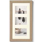 Triple 6x4 inch Walther Home Wooden Picture Frame - Beige Brown 18x9 inch