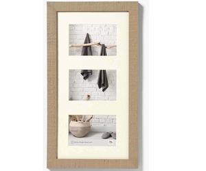Triple 6x4 inch Walther Home Wooden Picture Frame - Beige Brown 18x9 inch