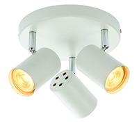 Triple Adjustable Head Ceiling/Wall Spotlight - Matt White & Chrome - 3X 7W MAX GU10 Lamp Bulb Required - Kitchen Shop Corridor Downlight - Modern Dimmable Multi-Light Fitting - LED Compatible