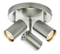 Triple Adjustable Head Ceiling/Wall Spotlight - Satin Chrome & Chrome - 3X 7W MAX GU10 Lamp Bulb Required - Kitchen Shop Corridor Downlight - Modern Dimmable Multi-Light Fitting - LED Compatible