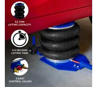 Air Bag Jack 3.5 Ton 7700 LBS Capacity Long Lever Rubber Grip Handle Pneumatic Heavy Duty Quick 3-5 Second Car Lifting Jack Triple Bag Auto Repairing Tyres Changing 16.5-40cm / 16 Inch Lifting Range