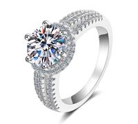 Triple Band Moissanite Ring,2ct/3ct GRA Certified Engagement Ring,Women's 6-Prong Wedding Ring 925 Silver D-VVS EX Cut(10, 2 CT)