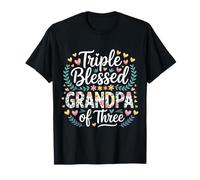 Triple Blessed Grandpa of Three Proud Grandfather - T-Shirt