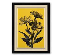 Triple Bloom Silhouette Botanical Framed Wall Art Print A1 (84.1×59.4cm) Black, Wall Decor for Living Room, Bedroom, Office & Home, Ready to Hang, Art Gift