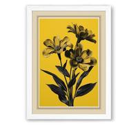Triple Bloom Silhouette Botanical Framed Wall Art Print A1 (84.1×59.4cm) White, Wall Decor for Living Room, Bedroom, Office & Home, Ready to Hang, Art Gift