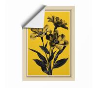 Triple Bloom Silhouette Botanical Unframed Wall Art Print A2 (59.4×42cm), Wall Decor for Living Room, Bedroom, Office & Home, Art Gift