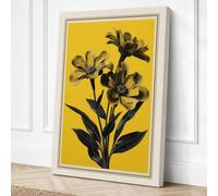Triple Bloom Silhouette Canvas Wall Art Print 30x20 Inch (76 x 51 cm)