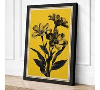 Triple Bloom Silhouette Canvas Wall Art Print 36x24 Inch (91 x 61 cm)