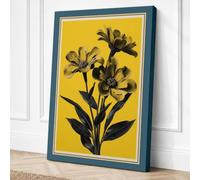 Triple Bloom Silhouette Canvas Wall Art Print 36x24 Inch (91 x 61 cm)