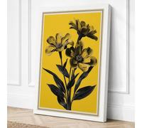 Triple Bloom Silhouette Canvas Wall Art Print 36x24 Inch (91 x 61 cm)