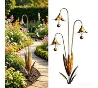 Triple Bluebells Garden Stake with Bell,24 Inch Triple Bluebells Alloy Wind Chime Garden Stake, Handcrafted Weather Resistant Outdoor Yard Patio Decor(Blue mole | 1pcs)