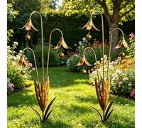Triple Bluebells Garden Stake with Bell,24 Inch Triple Bluebells Alloy Wind Chime Garden Stake, Handcrafted Weather Resistant Outdoor Yard Patio Decor (Blue mole, Blue mole | 2pcs)