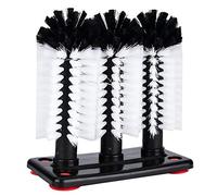Triple Brush Bar Glass Washer 3 Brush Glass Scrubber Water Bottle Cleaning Brush Glass Washer Brush Cleaner for Sink with Suction Cup Base