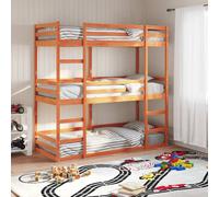 Triple bunk bed Brown Solid Pine 75x190cm Space-Saving Versatile With Rails