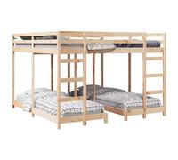 vidaXL Triple Bunk Bed Frame Natural 80 / 200 x 200 cm Solid Pine Wood