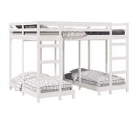 Triple Bunk Bed Frame White 140 x 200 cm Solid Pine Wood