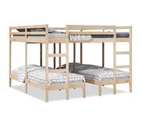 Triple Bunk Bed Solid Pine Natural 140x200/70x140 cm Space-Saving Frame [EEK: A]
