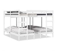 Triple Bunk Bed Solid Pinewood White 140x200/70x140 cm Space-Saving With Ladders [EEK: A]