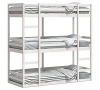 Triple Bunk Bed Toddler Loft Bed Bedroom Bed Frame Solid Wood Pine vidaXL