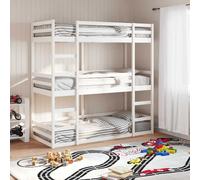 vidaXL Tripe Bunk Bed Loft Bed Kids Bed Frame White 90x190 cm Solid Wood Pine