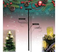Triple Candelabra Tree Topper, Metal Christmas Tree Topper Candle Holder Black, Unique 3 Tier Candle Holder, Light up Christmas Tree Candelabra Christmas Topper (Black)