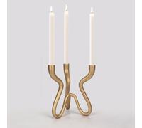 Triple Candle Holder Candelabra - Cast Iron Metal Taper Candlestick Stand with Antique Brass Finish - Elegant Wedding Centerpiece for Home, Dining, Event Decor