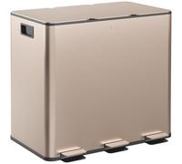 Homcom 3 X 15L Triple Kitchen Bin Pedal Bin For Recycling And Waste, Gold Tone