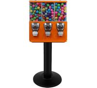 Triple Compartment Commercial Vending Machine for 25 Cent / 1 EUR Coin Operated, Vending Machines for Business Gumball Machine with Stand Candy Vending Machines for Home Store,Orange-0.4"Outlet