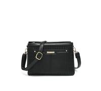 Triple Compartments Top Zipped Cross Body Bag JFY Black One Size