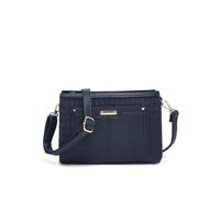Triple Compartments Top Zipped Cross Body Bag JFY Dark Blue One Size
