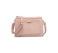 Triple Compartments Top Zipped Cross Body Bag JFY Pink One Size