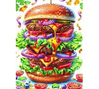 Triple-Decker Burger Feast 300 Piece Pack Classic Jigsaw Puzzle Wildlife Plant Couple Puzzle Partners Ultra Difficult Wall Decor Easter New Year Cardboard 300 PCS