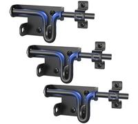 TRIPLE DEER Heavy Duty Slide Bolt Gate Latch, Sliding Bolt Door Lock with Padlock Hole, Slide Bolt Hardware for Wooden Fence/Yard Fence/Shed Door/Barn Door, Black, 3 Pack