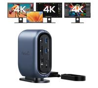 Triple Display Docking Station with 150W Power Adapter for Windows and MacBooks, Equipped with Multiple High-Speed Ports