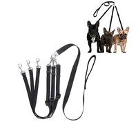 Triple Dog Lead for Three Dogs - Adjustable Detachable Nylon Training Leash With Traction Rope for Pets - Black
