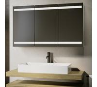 Triple Door Bathroom Mirror Cabinet with Lights Demister & Socket 1200 x 800mm - Artemis