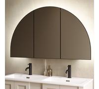Triple Door Black Bathroom Mirror Cabinet with Lights Demister & Shaver Socket 1200 x 690mm - Empire