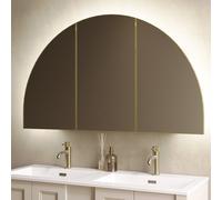 Triple Door Brass Bathroom Mirror Cabinet with Lights Demister & Shaver Socket 1200 x 690mm - Empire